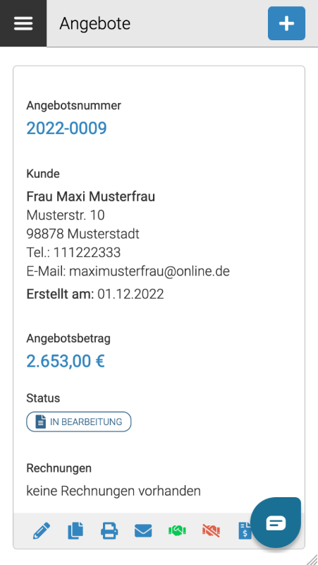 Angebotsansicht im Handy
